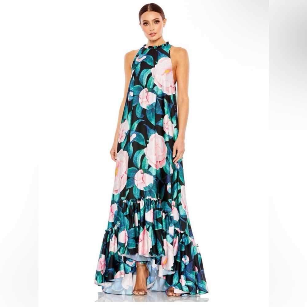 NWT Mac Duggal Evening Floral Charmeuse Maxi Dress Size 20
